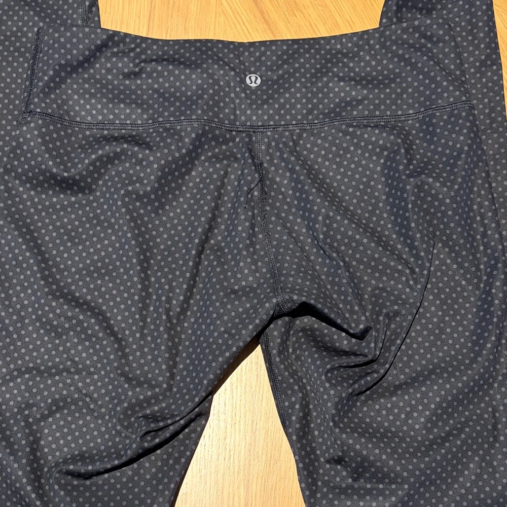 lululemon athletica Black Leggings with Gray Polka Dot Print
